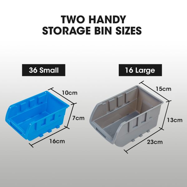 BAUMR-AG 52 Parts Bin Rack Storage System Mobile Double-Sided – Blue