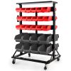 BAUMR-AG 52 Parts Bin Rack Storage System Mobile Double-Sided – Red