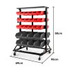 BAUMR-AG 52 Parts Bin Rack Storage System Mobile Double-Sided – Red