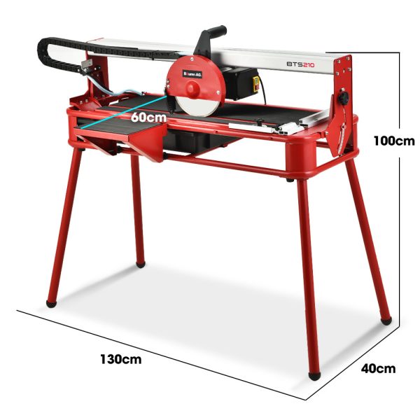 BAUMR-AG 800W Electric Tile Saw Cutter with 200mm (8″) Blade, 720mm Cutting Length, Side Extension Table