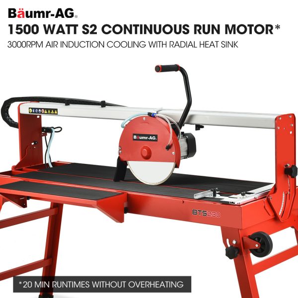 BAUMR-AG 1500W Electric Tile Saw Cutter with 300mm (12″) Blade, 920mm Cutting Length, Side Extension Table