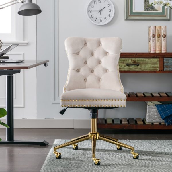 Velvet Home Office Chair – Beige