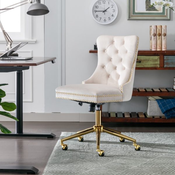 Velvet Home Office Chair – Beige