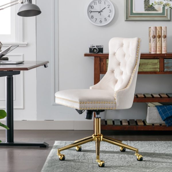 Velvet Home Office Chair – Beige