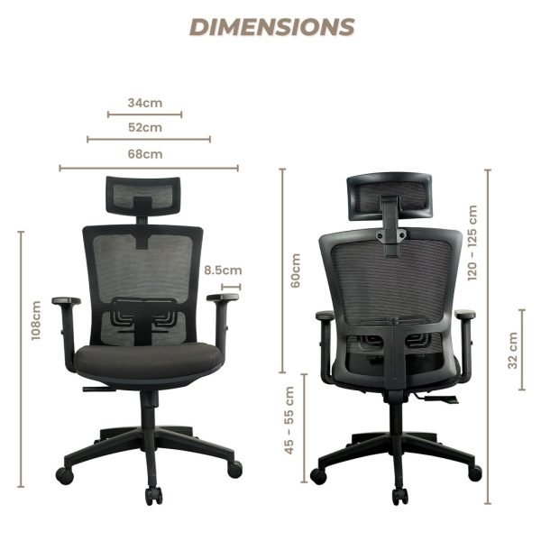 EKKIO Zorae – Office Chair (Black) EK-OC-100-SQ / EK-OC-100-BST