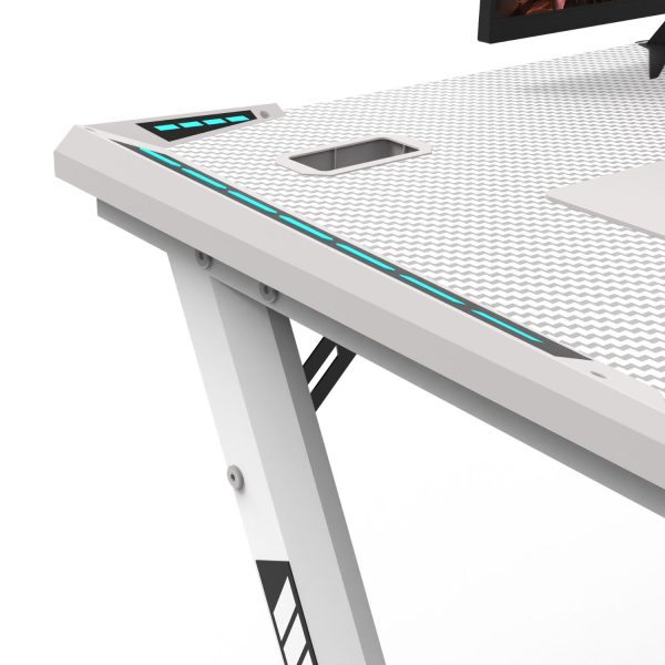 RGB Gaming Desk Y Shape White 140cm