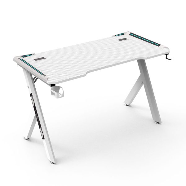 RGB Gaming Desk Y Shape White 140cm