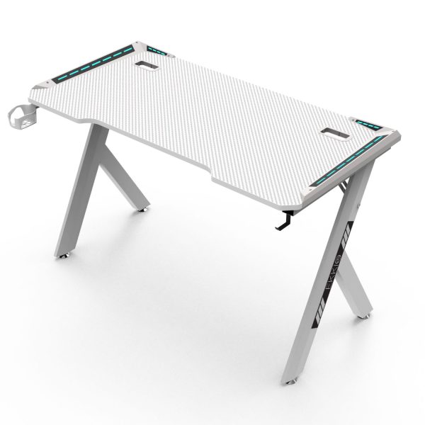 RGB Gaming Desk Y Shape White 140cm