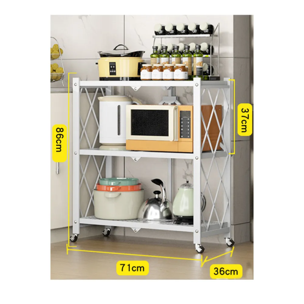 EKKIO Foldable Storage Shelf – White, 3 Tier