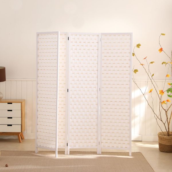 Braselton EKKIO 4-Panel Pine Wood Room Divider – White