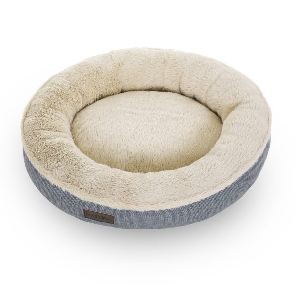 FEANDREA 55cm Dog Sofa Bed Round Shape Fabric Grey