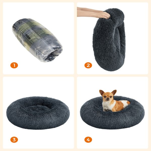 FEANDREA 60cm Dog Bed with Removable Washable Cusion Dark Gray