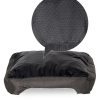 70cm Dog Bed Reversible Cushion Dark Grey