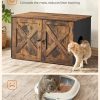 Cat Litter Box with Removable Divider Table Vintage Brown