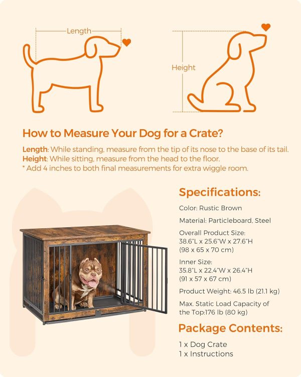 Dog Crate End Table for Medium Dogs up to 32kg Rustic Brown