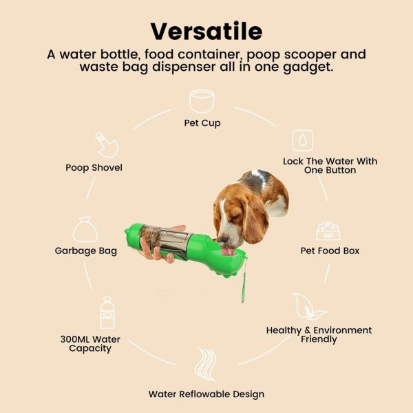 4 in 1 Pet Scooper and Feeder Green