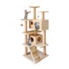 150cm Plush Cat Condo Cat Tree Beige