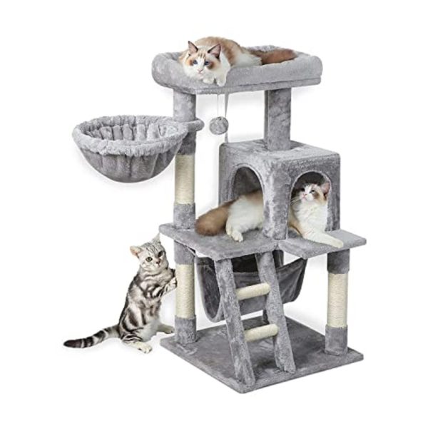 104cm Plush Cat Condo Cat Tree Light Grey