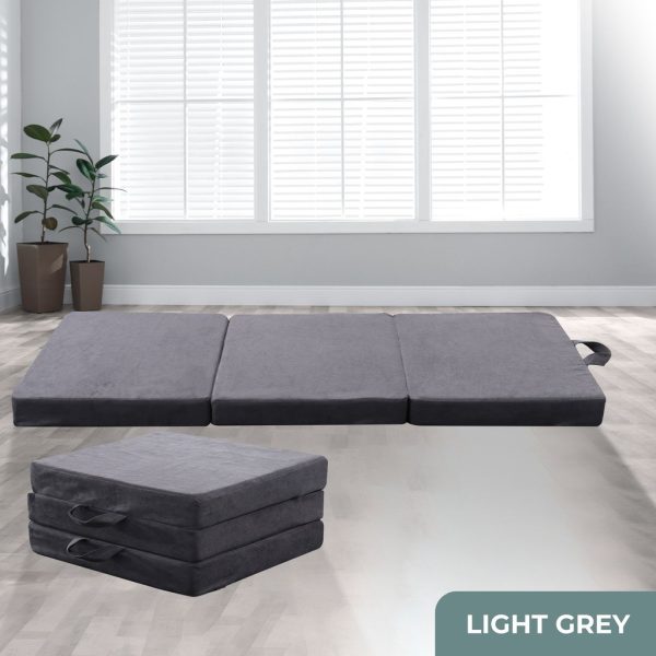 Batavia 3 Fold Folding Mattress – Light Grey