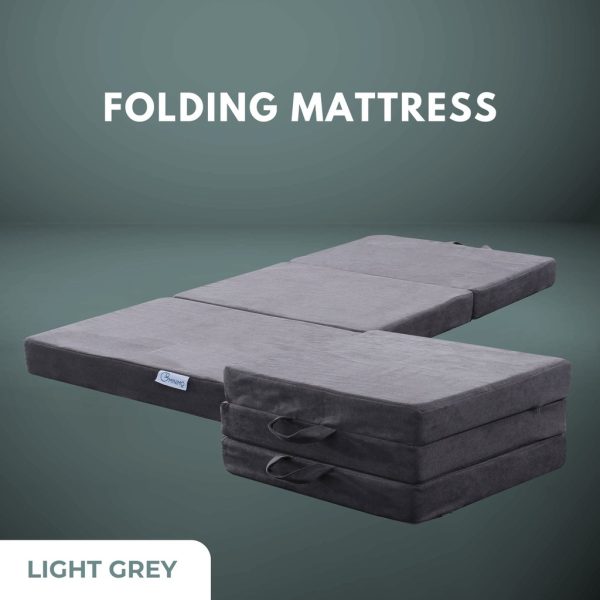 Batavia 3 Fold Folding Mattress – Light Grey