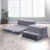 Bellport 4 Fold Memory Foam Folding Mattress Dark Grey Velvet GO-FM-104-EON