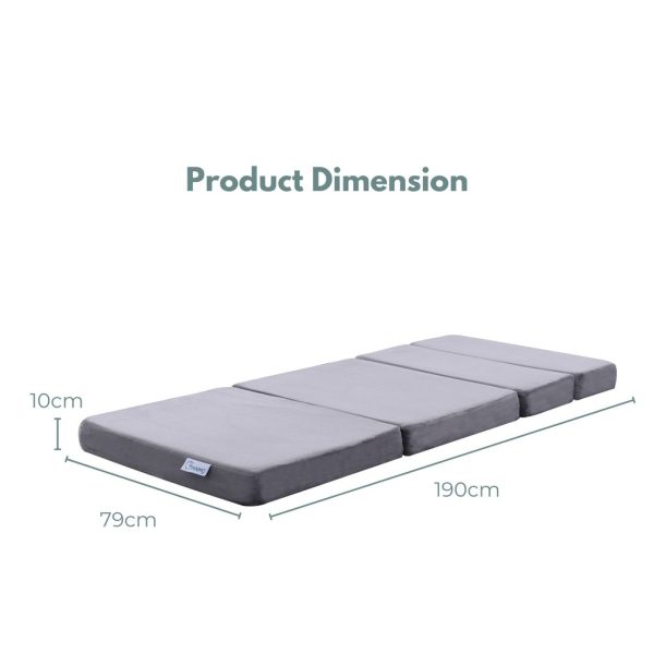 Bellport 4 Fold Memory Foam Folding Mattress Dark Grey Velvet GO-FM-104-EON