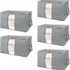 5 Pack 105L Clothes Storage Bag with Handles (Grey)