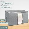 5 Pack 105L Clothes Storage Bag with Handles (Grey)