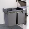 2x15L Kitchen Twin Pull Out Bin (Grey)