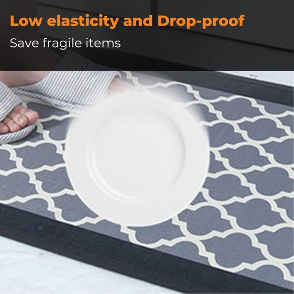 2 PCS Washable Non Slip Absorbent Kitchen Floor Mat (44×80+44x120cm, Black Lucky Clover)