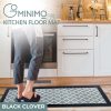 2 PCS Washable Non Slip Absorbent Kitchen Floor Mat (44×80+44x150cm, Black Lucky Clover)