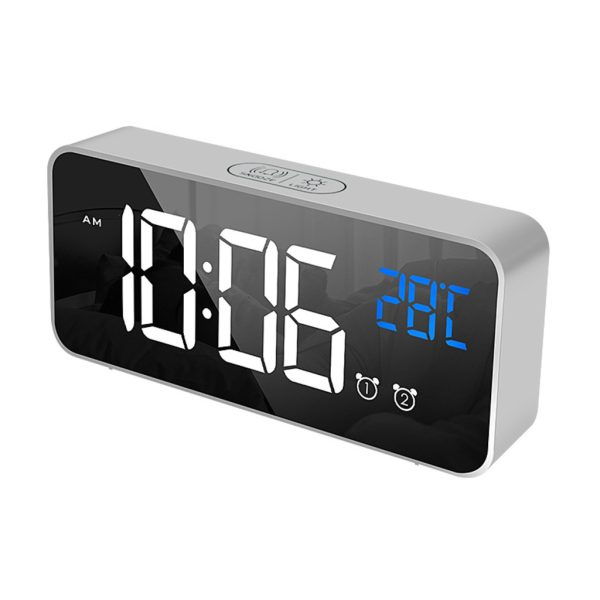 Digital Clock Mirrored Grey