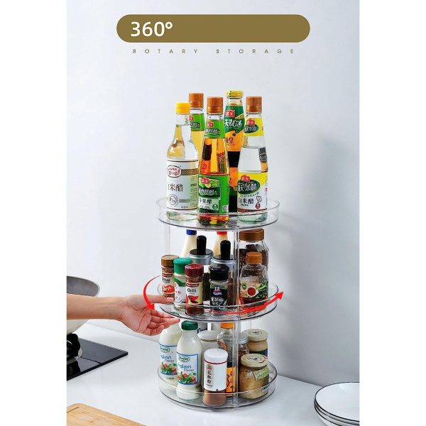 3 Tier Turntable Cabinet Organizer (Transparent)