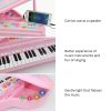 Kids Electronic Piano Keyboard Toy with Microphone and Chair (Pink) GO-MAT-102-XC