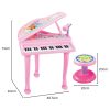 Kids Electronic Piano Keyboard Toy with Microphone and Chair (Pink) GO-MAT-102-XC