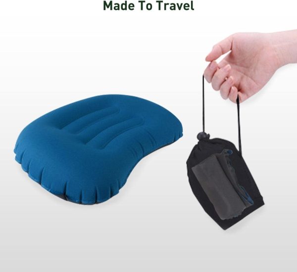 Inflatable Camping Travel Pillow – Dark Blue