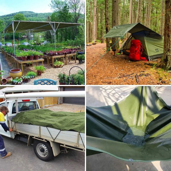 3×3 meter Heavy Duty Waterproof Canvas Tarp – Army Green