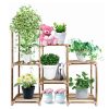 Wood Plant Stand Indoor Outdoor (3 Tiers 7 Potted Ladder)