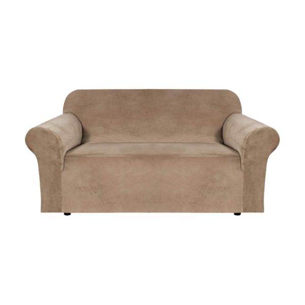 GOMINIMO Velvet Sofa Cover – Blush Brown, 2 Seater