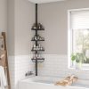 Adjustable Bathroom Corner Shelf with 4 Trays Black