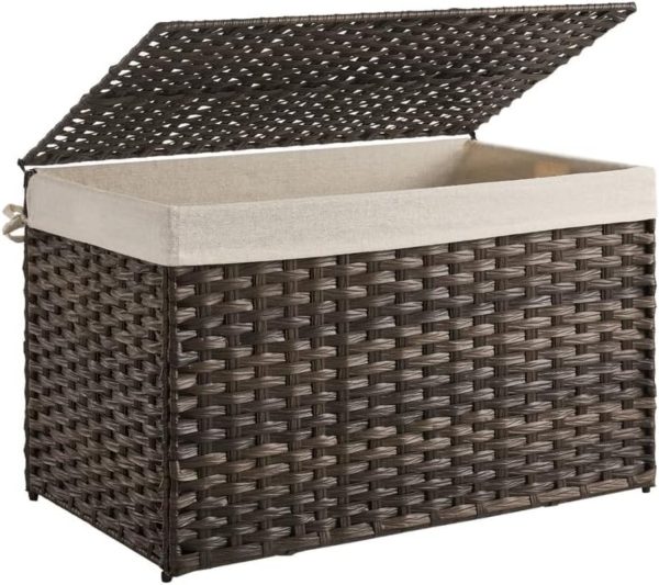 Storage Basket with Lid 160L Metal Frame Brown