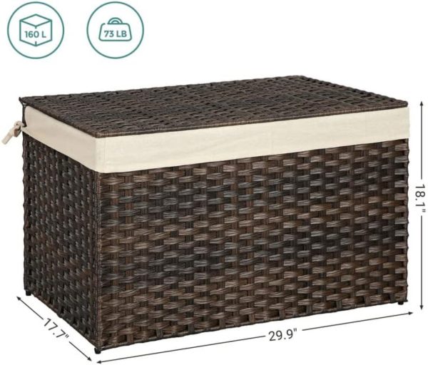 Storage Basket with Lid 160L Metal Frame Brown