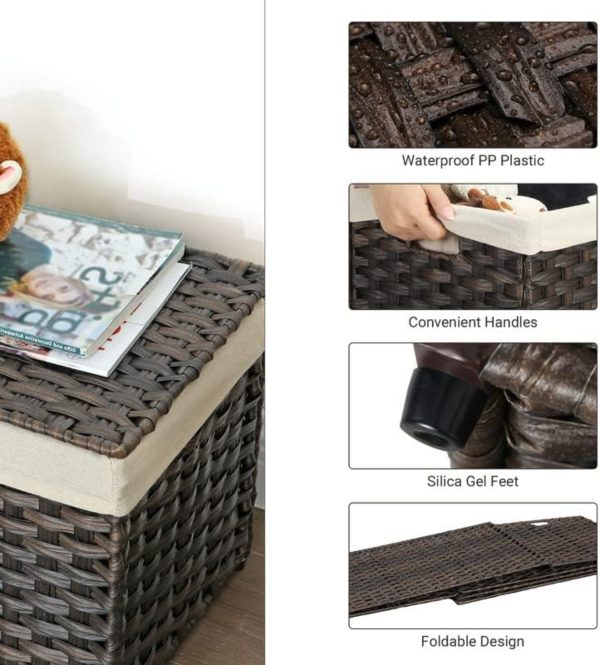 Storage Basket with Lid 160L Metal Frame Brown