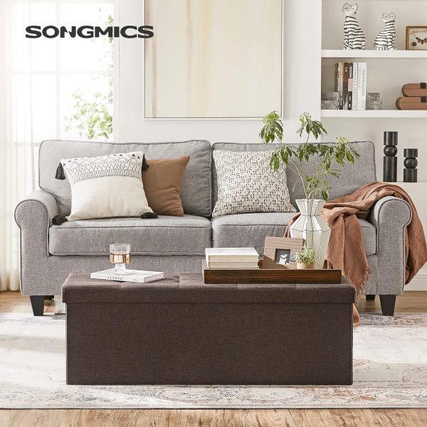 109cm Folding Storage Ottoman Bench Brown LSF77BR