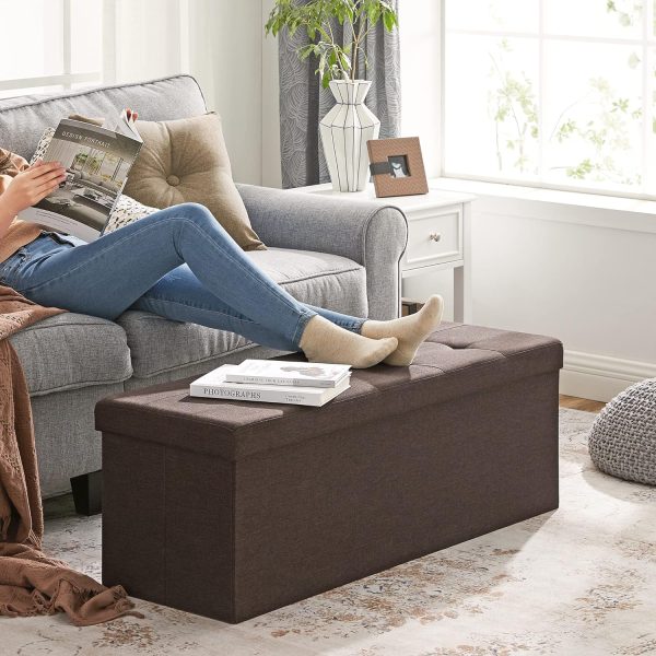 109cm Folding Storage Ottoman Bench Brown LSF77BR