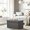 76cm Folding Storage Ottoman Bench Foot Rest Stool Dark Gray