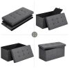 76cm Folding Storage Ottoman Bench Foot Rest Stool Dark Gray