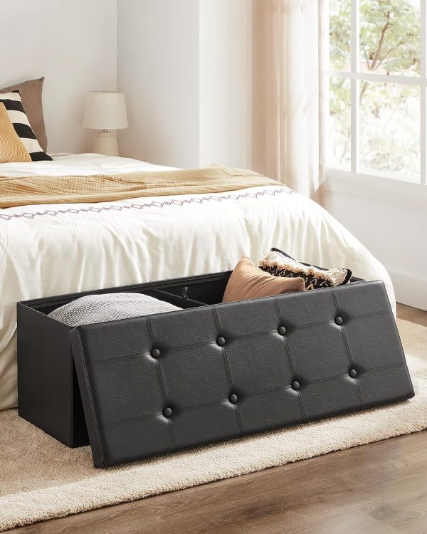 109cm Folding Storage Ottoman Bench Black LSF701