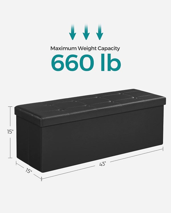 109cm Folding Storage Ottoman Bench Black LSF701