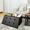 76cm Folding Storage Ottoman Bench Footrest Black